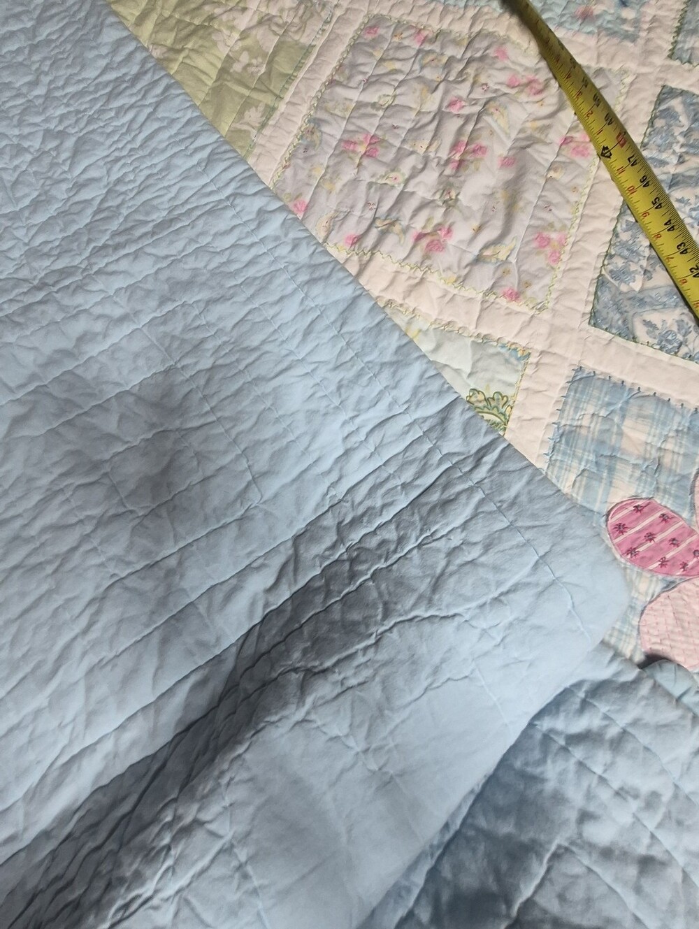 Pottery Barn Pastel Patchwork Floral Quilt in Blue, Pink, Green, Cream - Picture 9 of 10